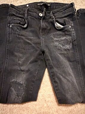 Zara Black Distressed Skinny Jeans